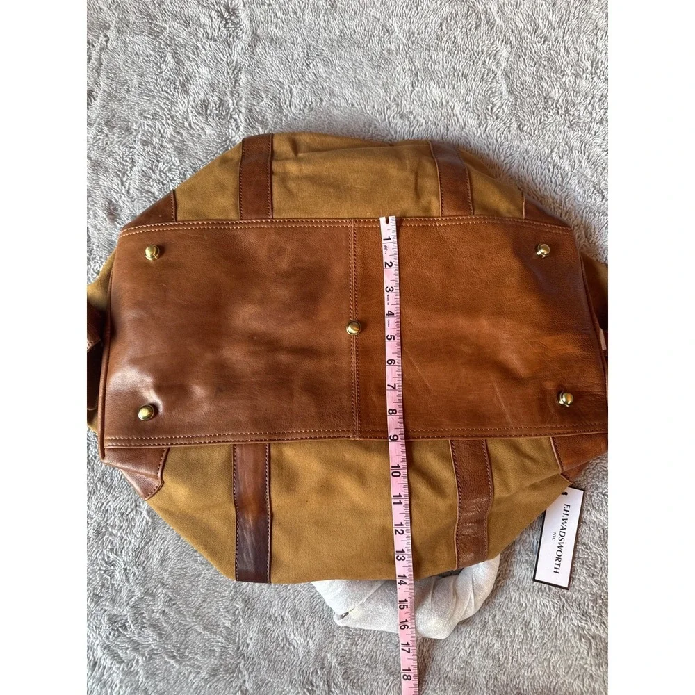 FH Wadsworth NYC Buffalo Bills Canvas Leather Duffel Bag Brown Travel Weekender